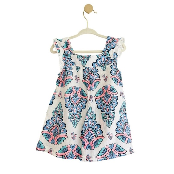 BEAUTIFUL Carter's Paisley White, Blue, & Pink Kids Tank Top Girls 2T - Like NEW - Picture 1 of 4